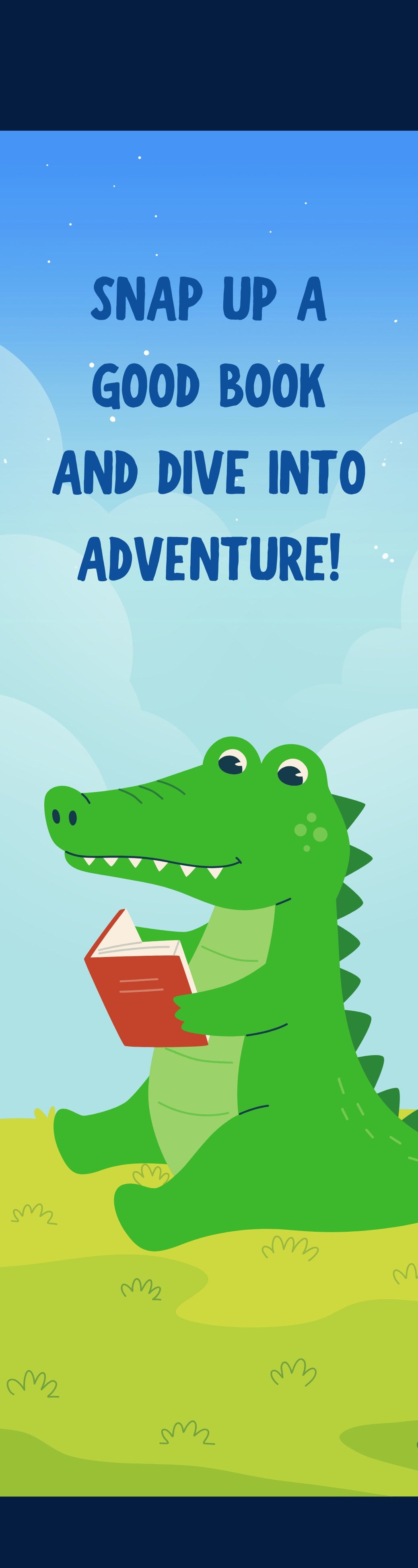 “Dive Into Adventure” Crocodile Bookmark