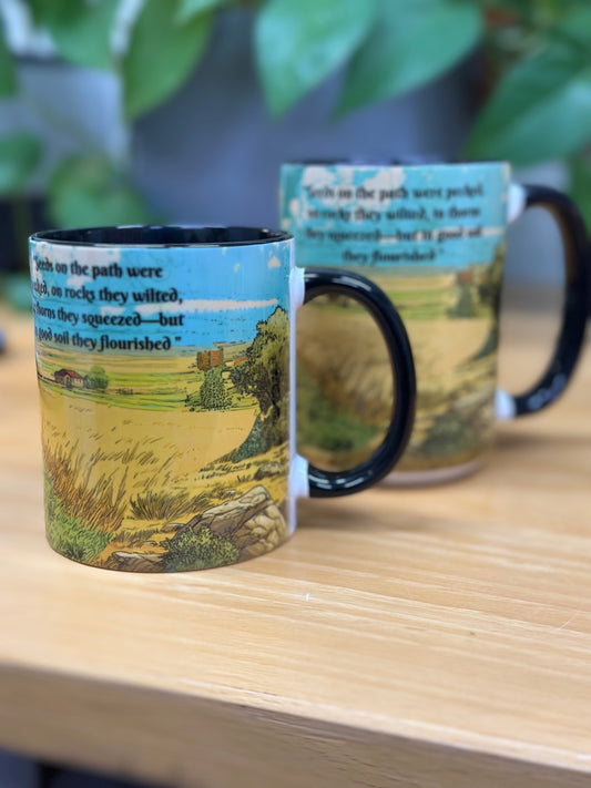 Parable of the Sower Mug – 11oz / 15oz Christian Coffee Mug– Full Wrap Sublimated Bible Story Gift