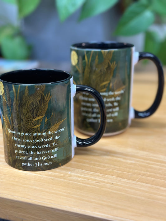 Parable of the Weeds Mug – 11oz / 15oz Christian Coffee Mug – Full Wrap Sublimated Bible Teaching Gift