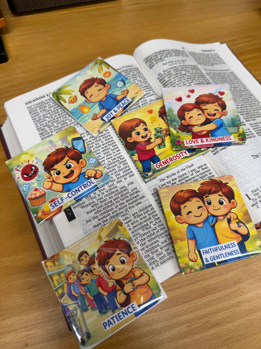 Fruits of the Spirit – Set of 6 Faith Magnets-(2.5” × 2.5”)
