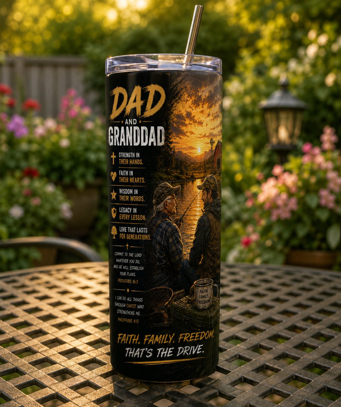 Dad & Granddad — Faith, Family, Freedom Tumbler