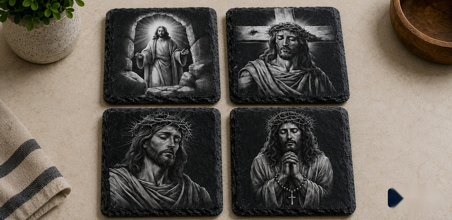 Slate Coaster Set of 4 — Sacred Jesus Art V
