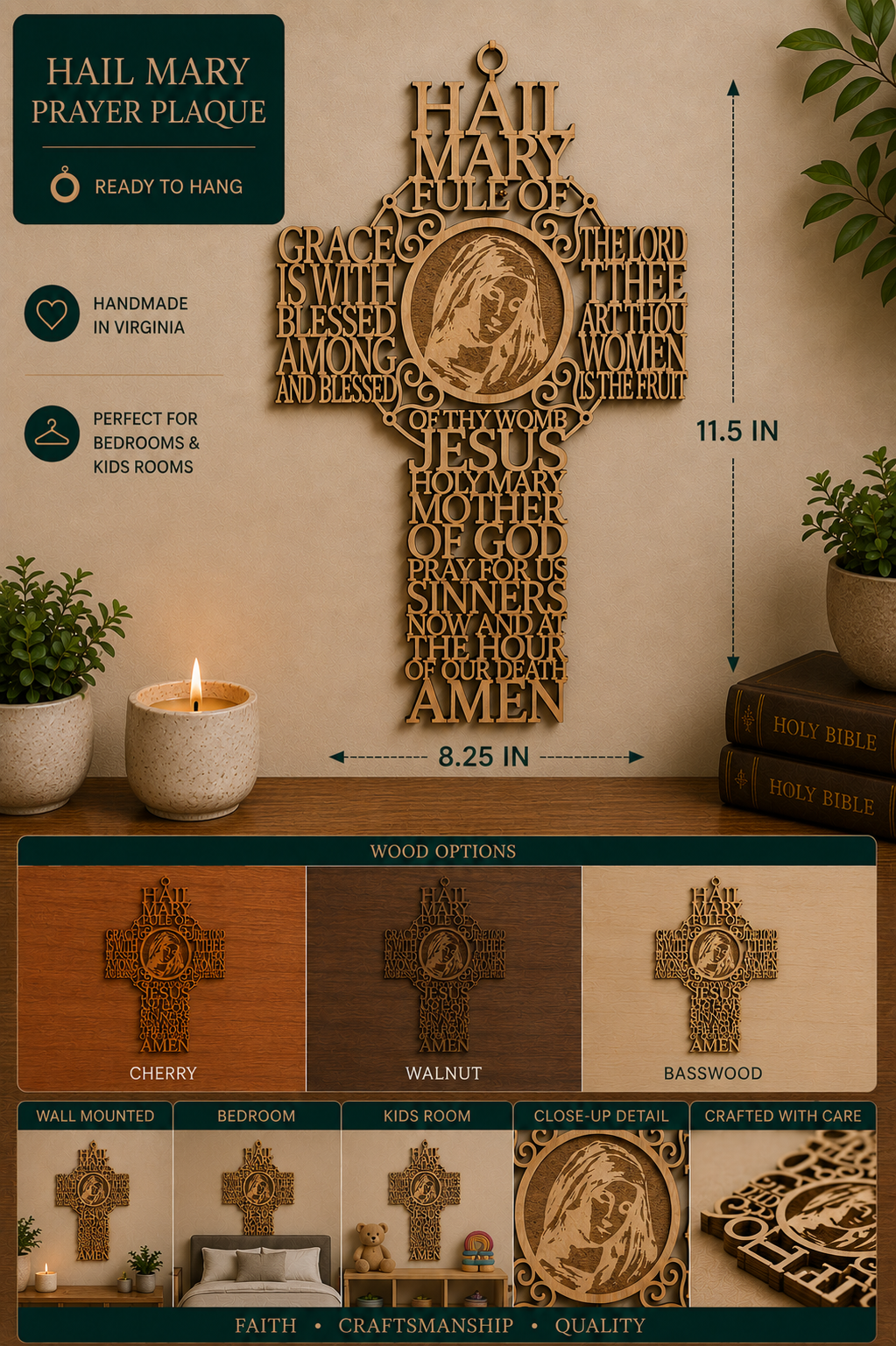 Hail Mary Prayer Plaque