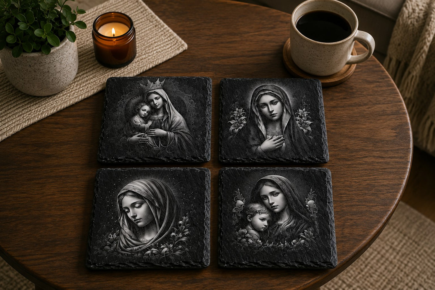 Slate Coaster Set of 4 — Blessed Mother I