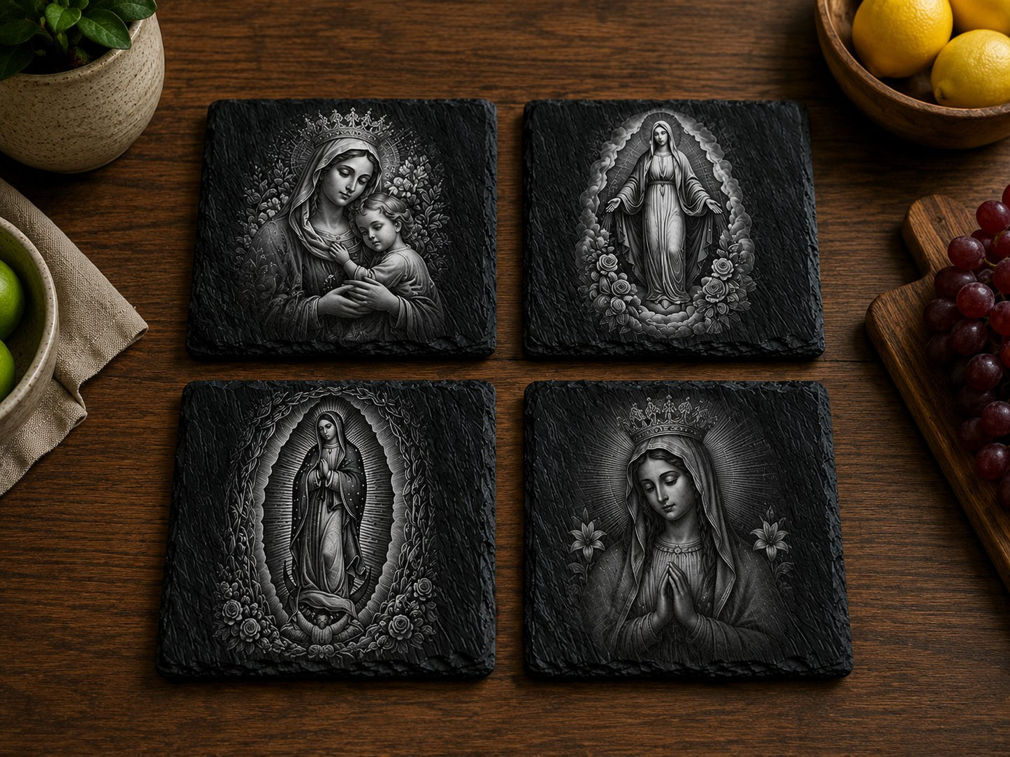 Slate Coaster Set of 4 — Blessed Mother V
