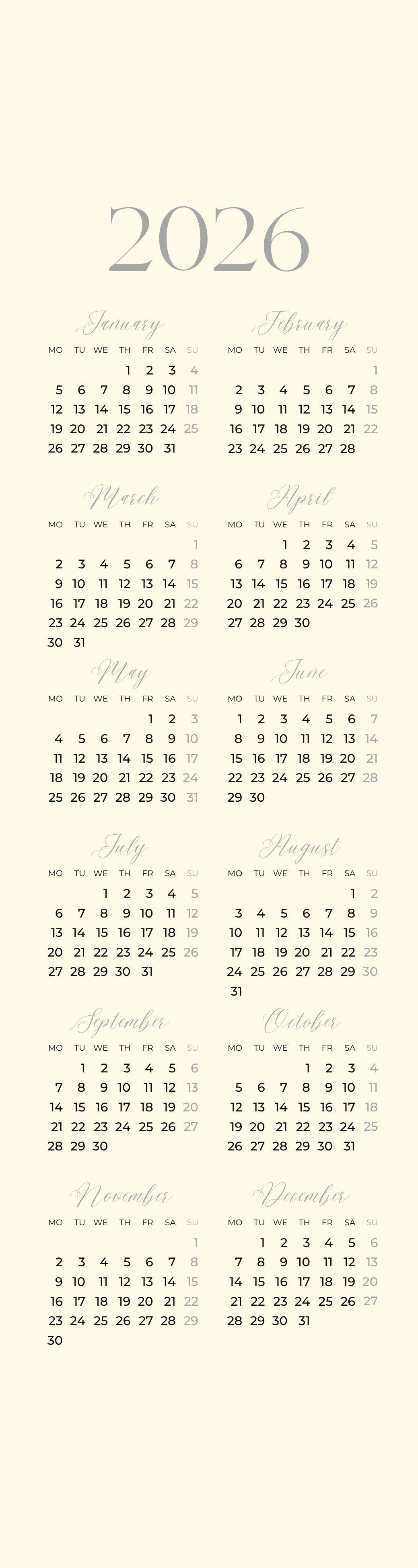 2026 Calendar