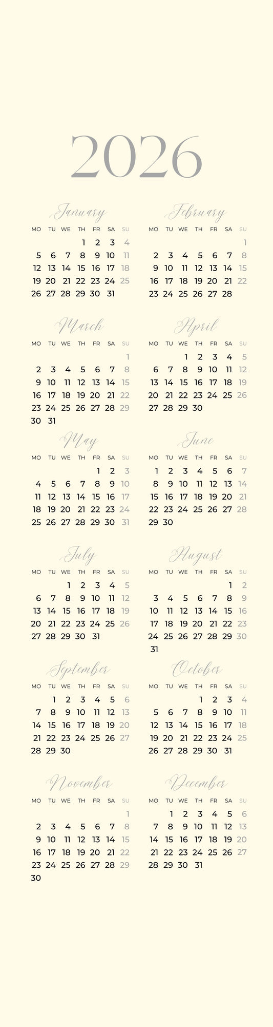 2026 Calendar