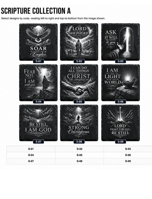 Slate Coaster Set of 4 — Scripture Collection A