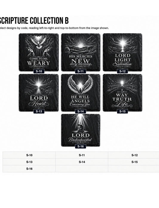 Slate Coaster Set of 4 — Scripture Collection B