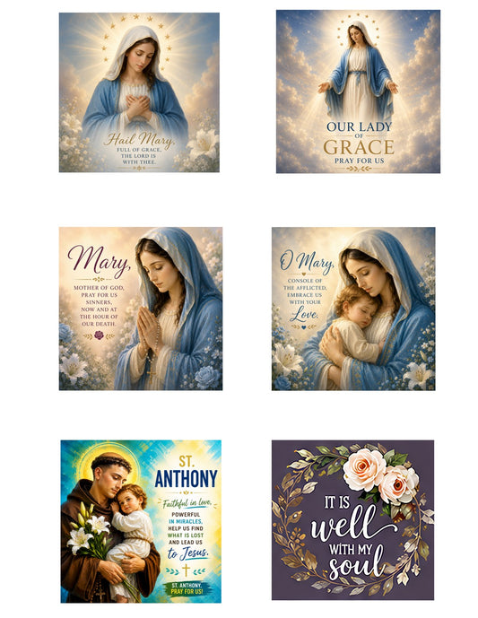 Faith Magnets — Set of 4 · Mary & Saints