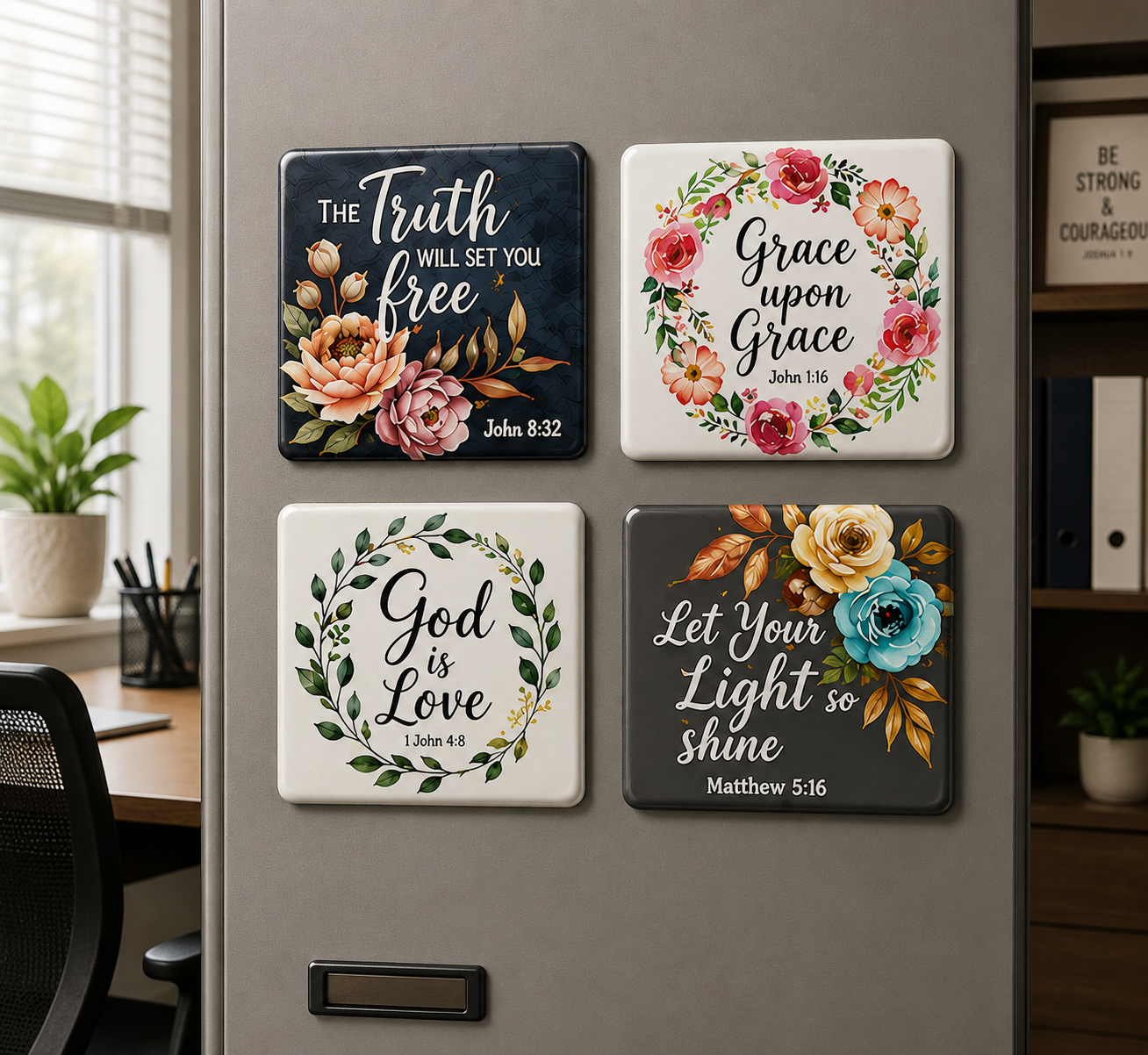 Faith Magnets — Set of 4 · Scripture & Grace