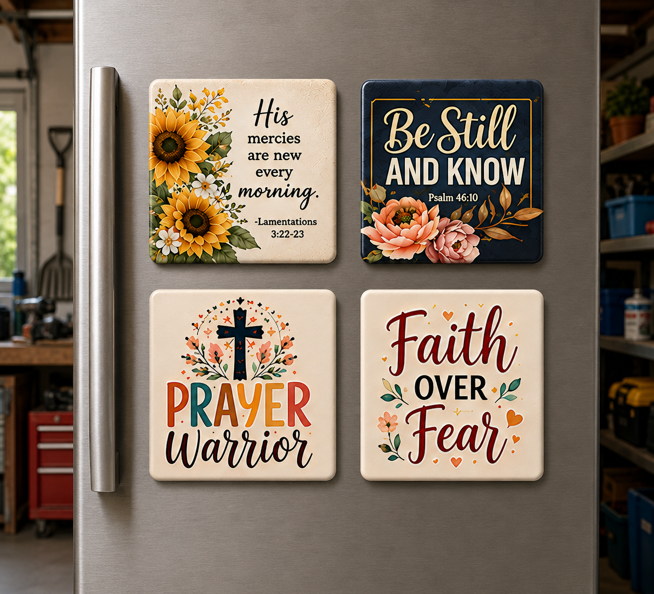 Faith Magnets — Set of 4 · Strength & Prayer