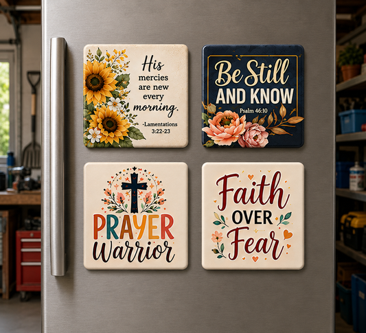 Faith Magnets — Set of 4 · Strength & Prayer