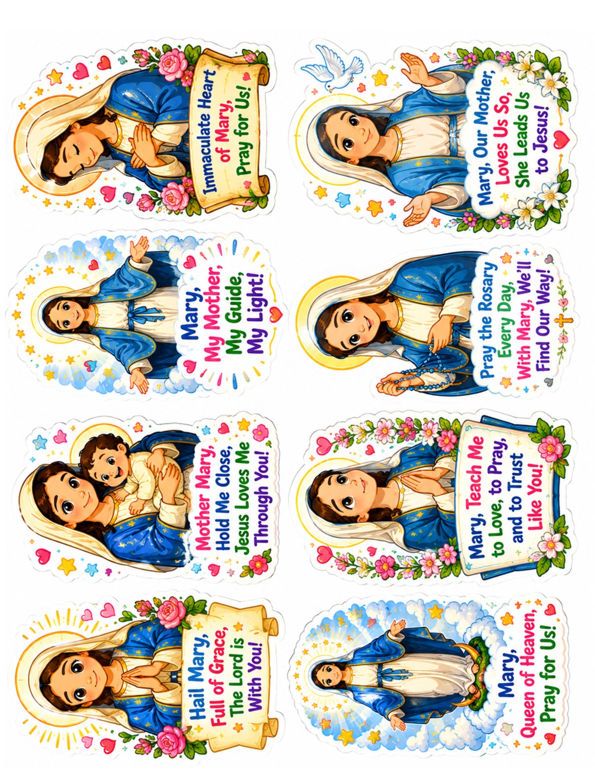 Sticker Pack of 8 — Mother Mary