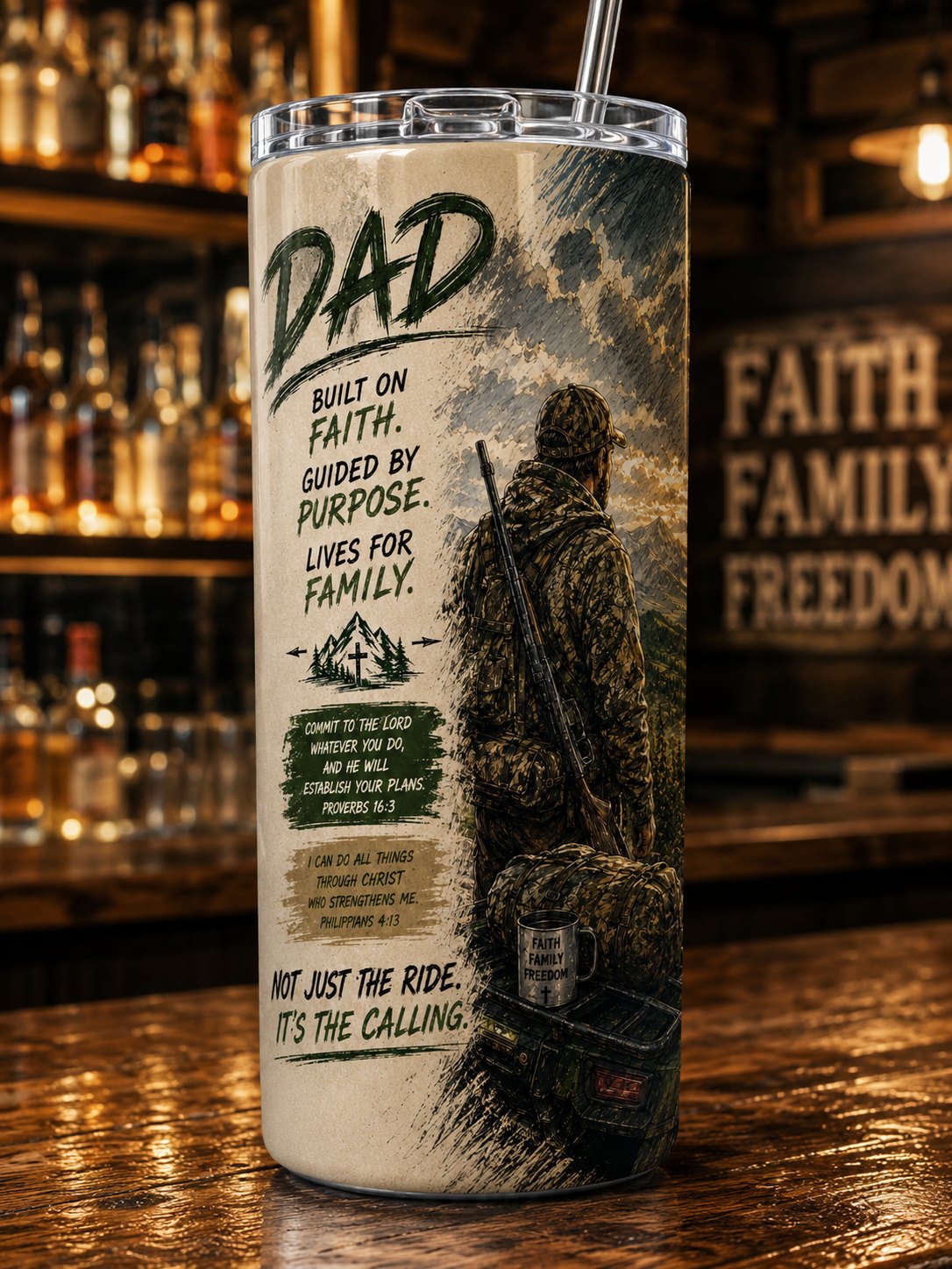 Dad — Built on Faith, Lives for Family Tumbler