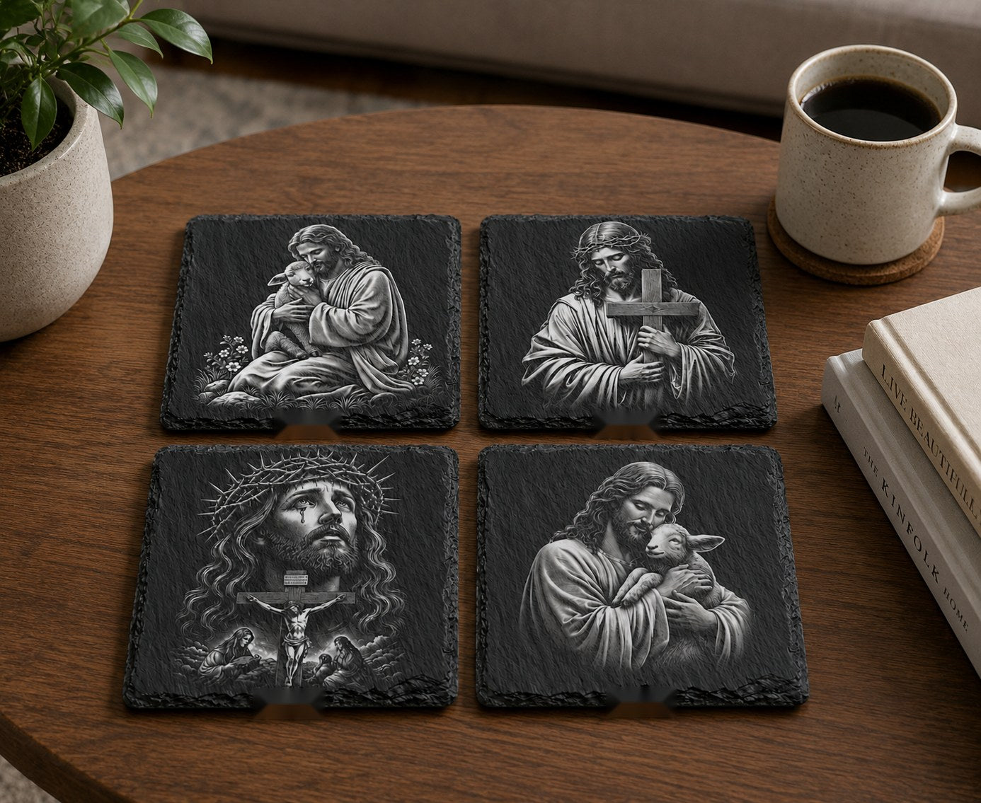 Slate Coaster Set of 4 — Sacred Jesus Art I