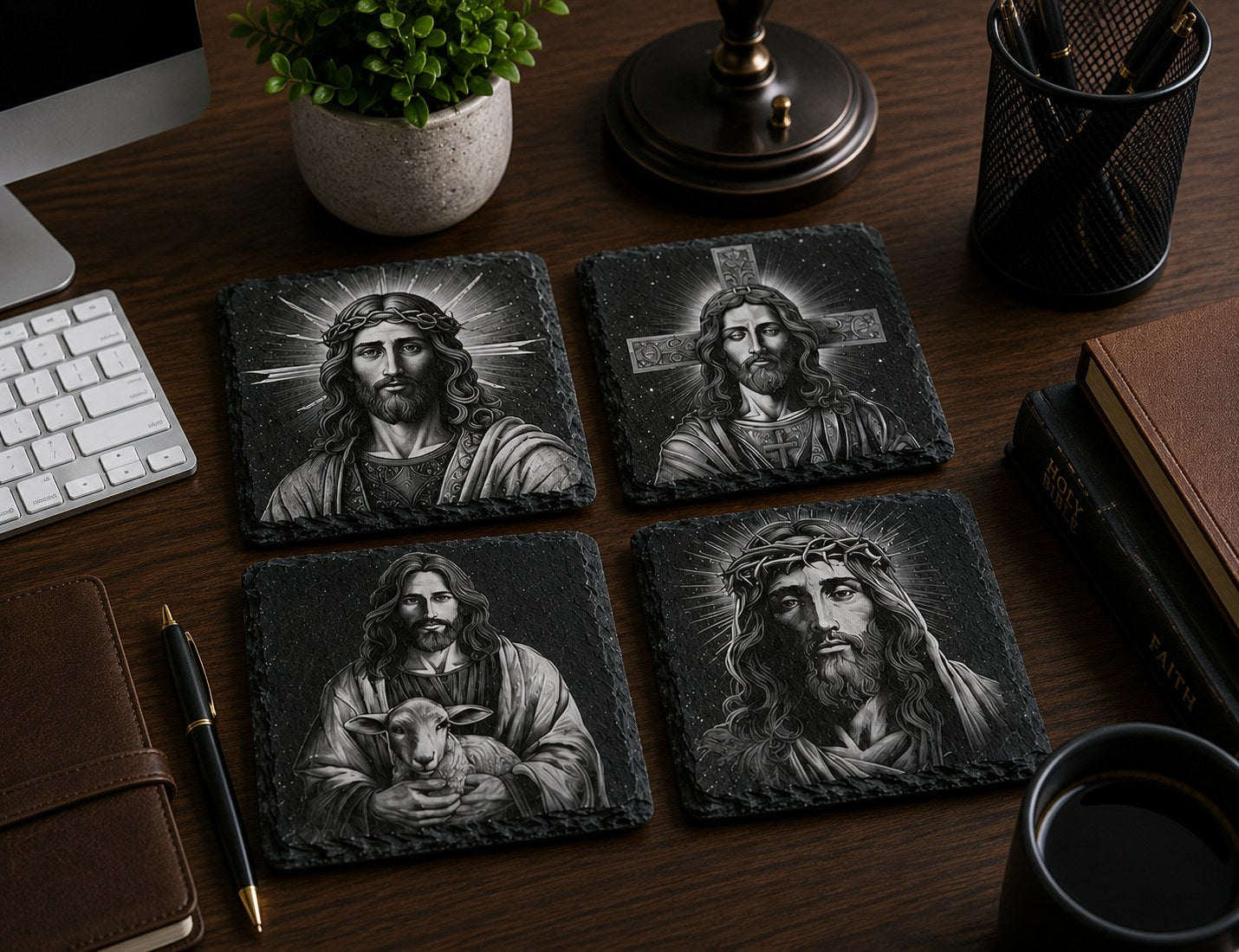 Slate Coaster Set of 4 — Sacred Jesus Art III