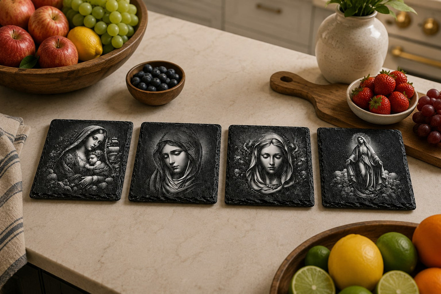 Slate Coaster Set of 4 — Blessed Mother II