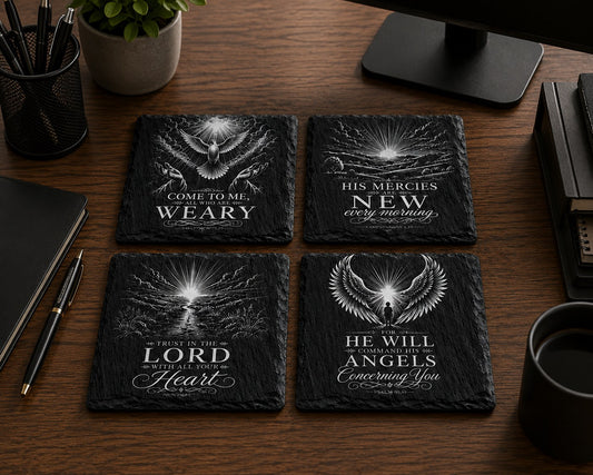Slate Coaster Set of 4 — Scripture: Words of Comfort